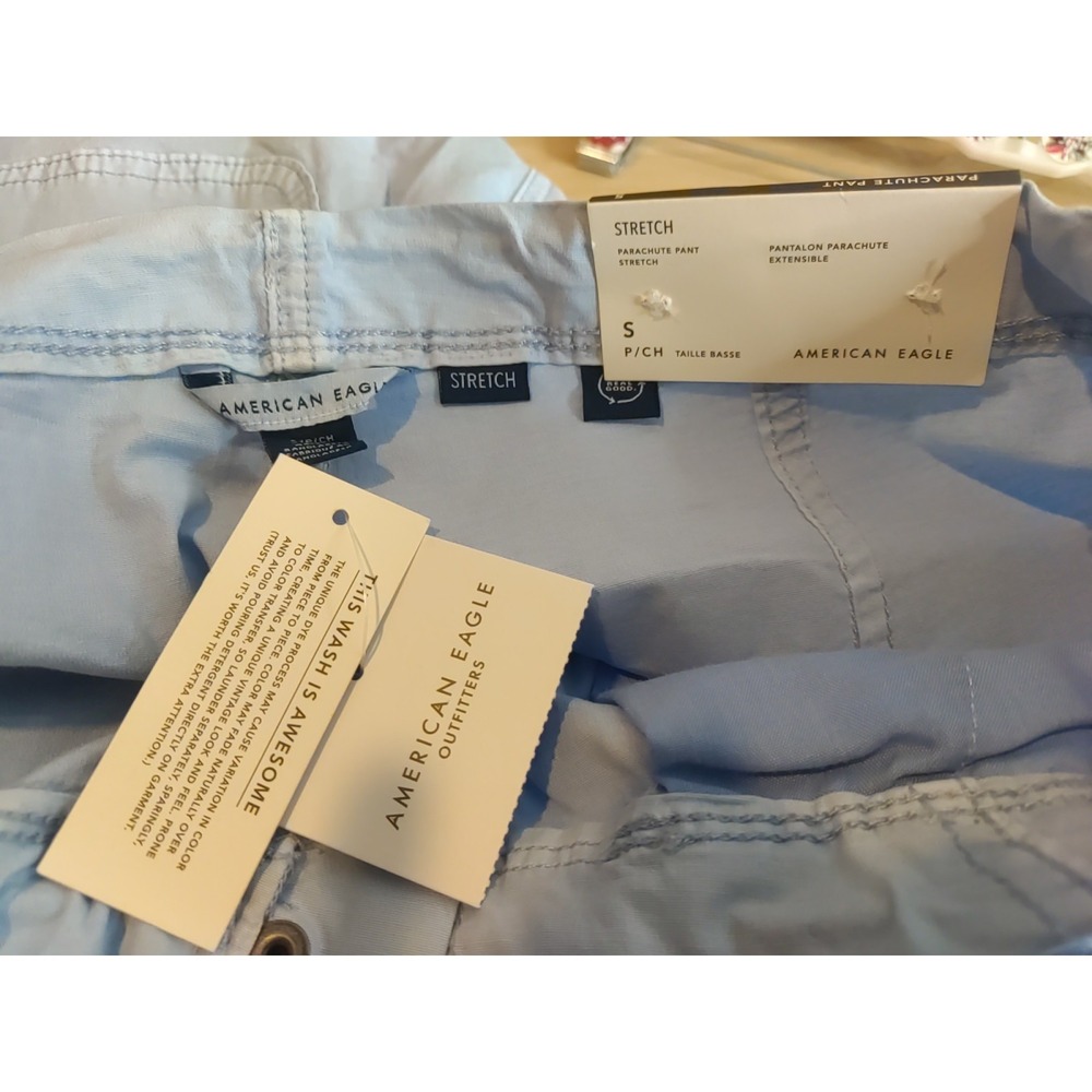 American Eagle Women Light Blue Wash Stretch Parachute Lightweight Pants Size S - Picture 5 of 7